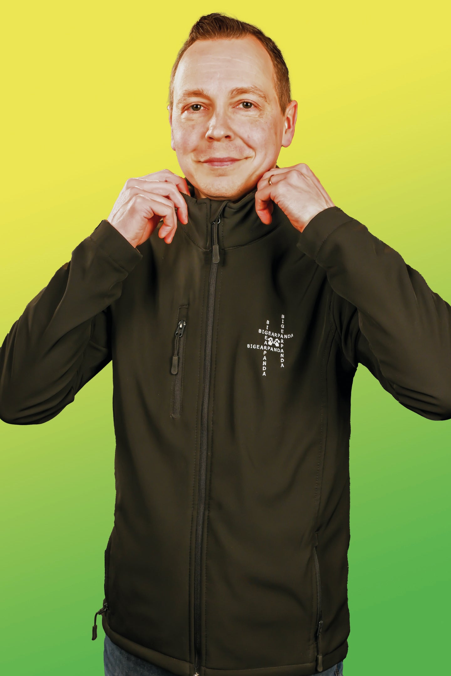 Panda im Quadrat Brustlogo Stick  - Unisex Softshell Jacket mit Stick