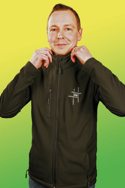 Panda im Quadrat Brustlogo Stick  - Unisex Softshell Jacket mit Stick